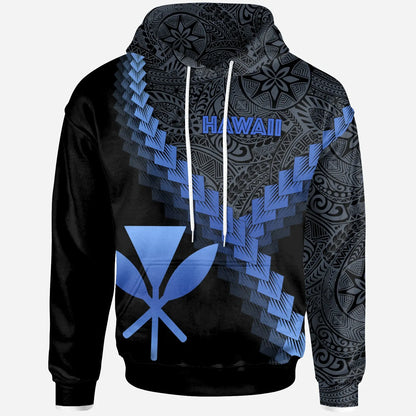 Hawaii Kanaka Maoli Hoodie - Hawaii Kanaka Maoli Coat Of Arms With Polynesian Tattoo Blue