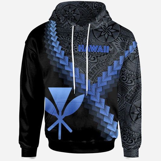 Hawaii Kanaka Maoli Hoodie - Hawaii Kanaka Maoli Coat Of Arms With Polynesian Tattoo Blue