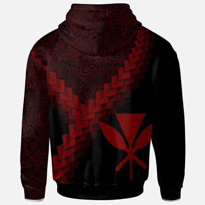 Hawaii Kanaka Maoli Hoodie - Hawaii Kanaka Maoli Coat Of Arms With Polynesian Tattoo Red