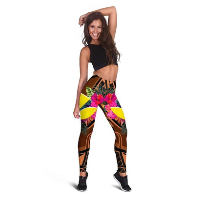 Hawaii Kanaka Maoli Legging - Polynesian Hook And Hibiscus