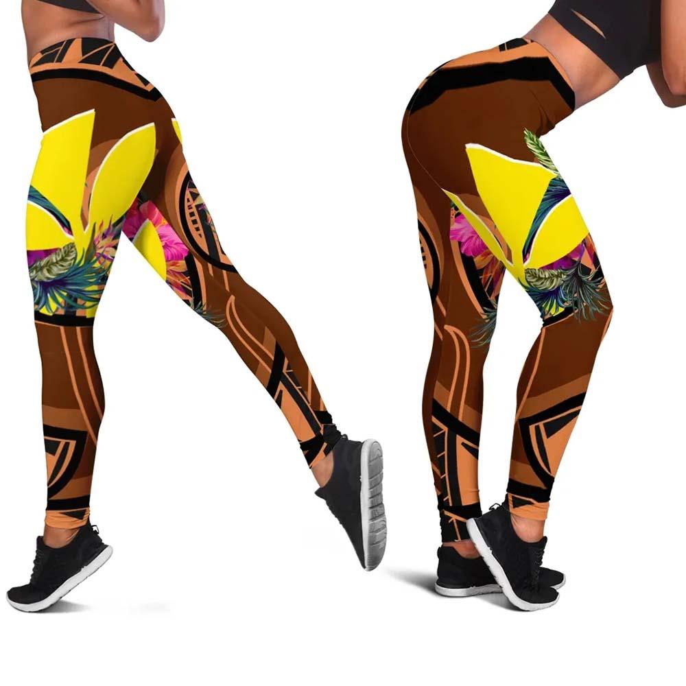 Hawaii Kanaka Maoli Legging - Polynesian Hook And Hibiscus