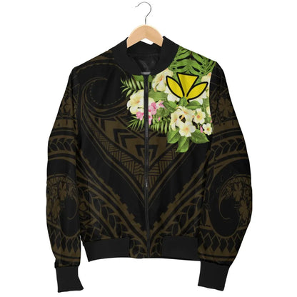 Hawaii Kanaka Maoli Bomber Jacket - Polynesian Gold Patterns Collection