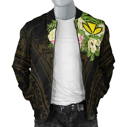 Hawaii Kanaka Maoli Bomber Jacket - Polynesian Gold Patterns Collection