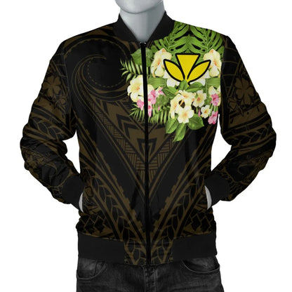 Hawaii Kanaka Maoli Bomber Jacket - Polynesian Gold Patterns Collection