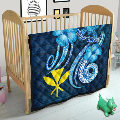 Hawaii Kanaka Maoli Personalised Premium Quilt - Turtle and Tribal Tattoo Of Polynesian