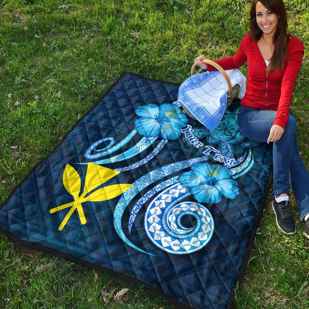 Hawaii Kanaka Maoli Personalised Premium Quilt - Turtle and Tribal Tattoo Of Polynesian