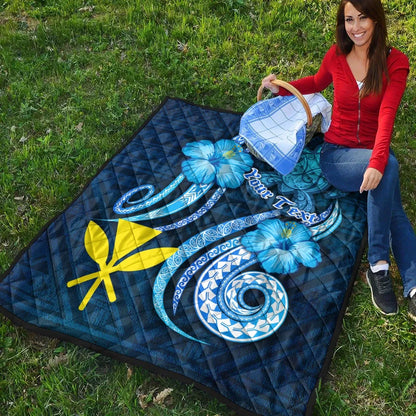 Hawaii Kanaka Maoli Personalised Premium Quilt - Turtle and Tribal Tattoo Of Polynesian