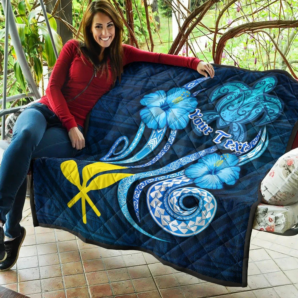Hawaii Kanaka Maoli Personalised Premium Quilt - Turtle and Tribal Tattoo Of Polynesian