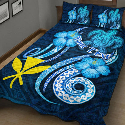 Hawaii Kanaka Maoli Personalised Quilt Bed Set - Turtle and Tribal Tattoo Of Polynesian
