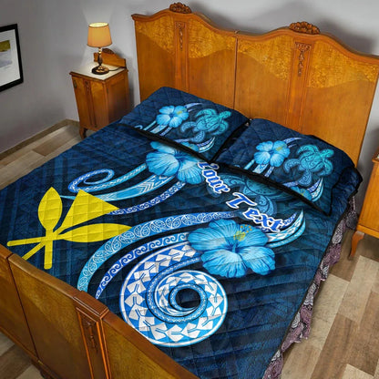 Hawaii Kanaka Maoli Personalised Quilt Bed Set - Turtle and Tribal Tattoo Of Polynesian