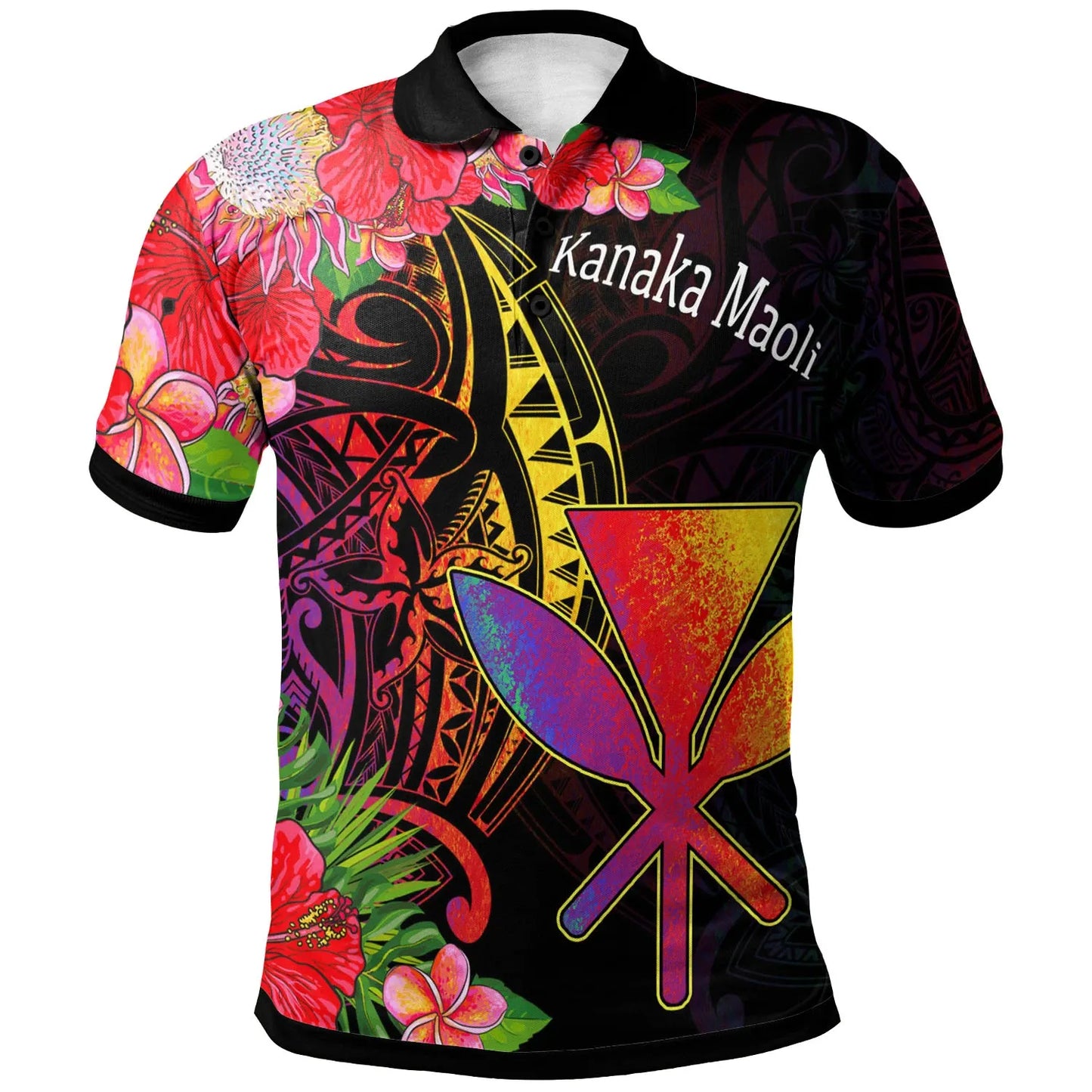 Hawaii Kanaka Maoli Polo Shirt - Tropical Hippie Style