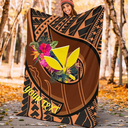 Hawaii Kanaka Maoli Premium Blanket - Polynesian Hook And Hibiscus