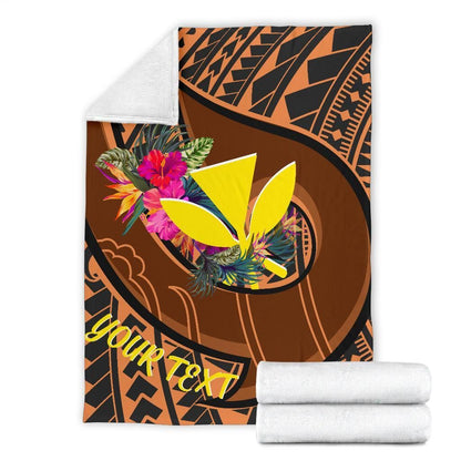 Hawaii Kanaka Maoli Premium Blanket - Polynesian Hook And Hibiscus
