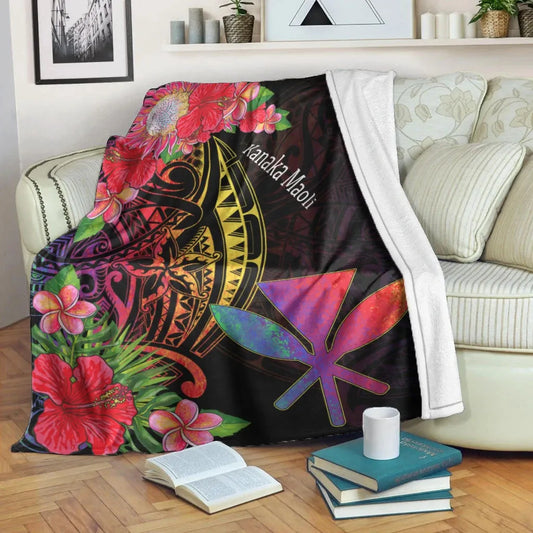 Hawaii Kanaka Maoli Premium Blanket - Tropical Hippie Style