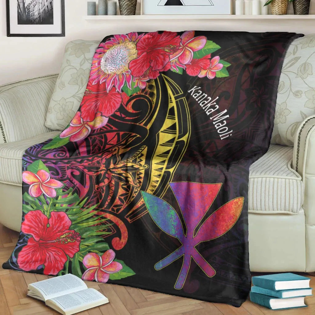 Hawaii Kanaka Maoli Premium Blanket - Tropical Hippie Style