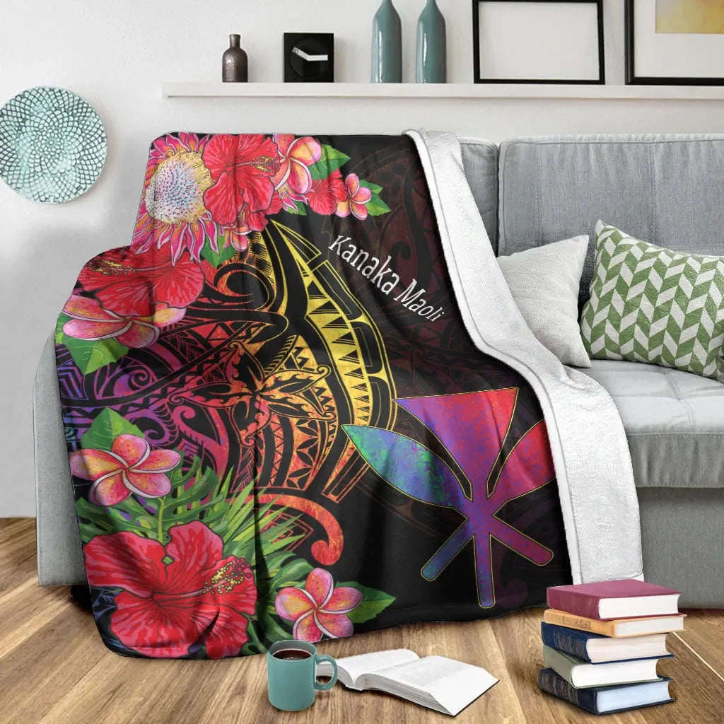 Hawaii Kanaka Maoli Premium Blanket - Tropical Hippie Style