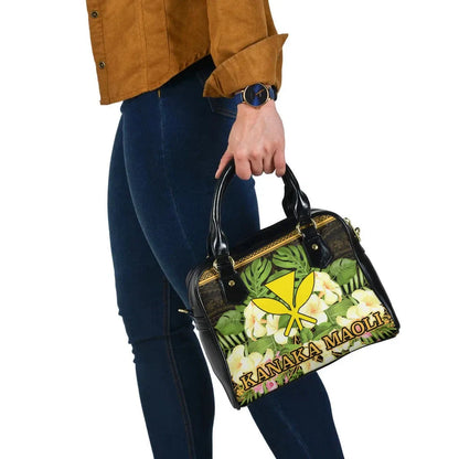 Hawaii Kanaka Maoli Shoulder Handbag - Polynesian Gold Patterns Collection