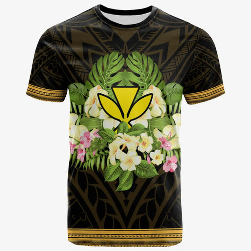 Hawaii Kanaka Maoli T-Shirt - Polynesian Gold Patterns Collection
