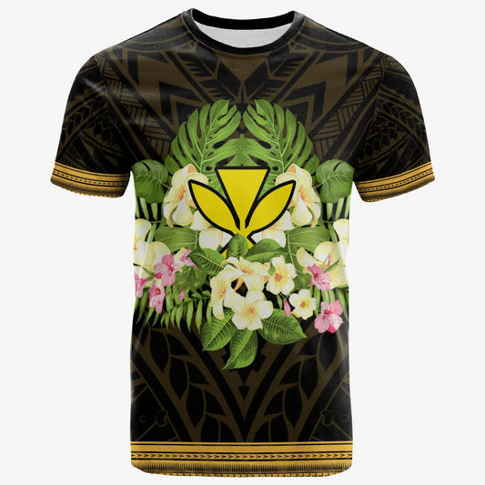 Hawaii Kanaka Maoli T-Shirt - Polynesian Gold Patterns Collection