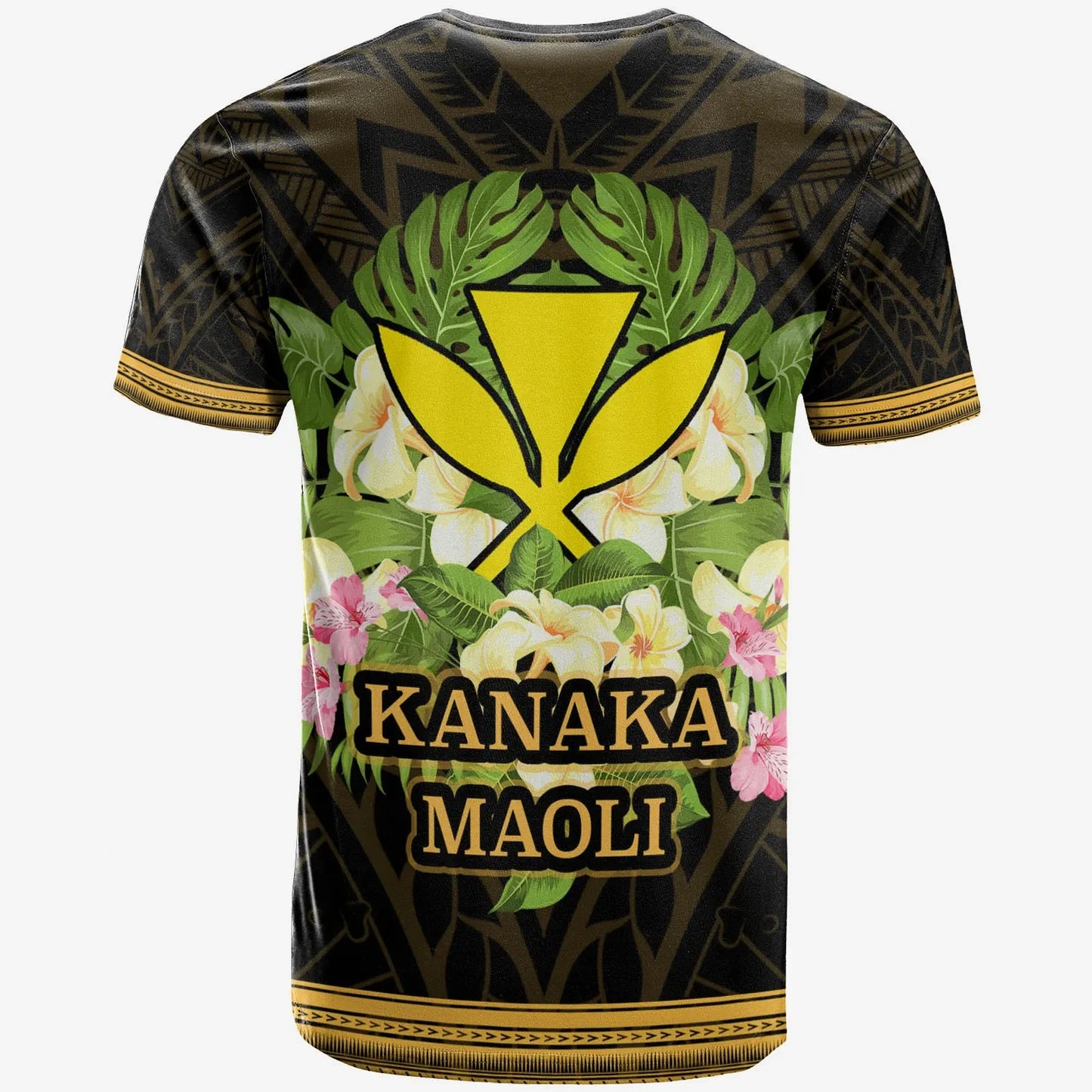 Hawaii Kanaka Maoli T-Shirt - Polynesian Gold Patterns Collection