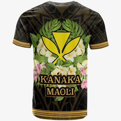 Hawaii Kanaka Maoli T-Shirt - Polynesian Gold Patterns Collection