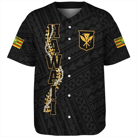 Hawaii Baseball Shirt Kanaka Maoli Floral Puakenikeni Lei