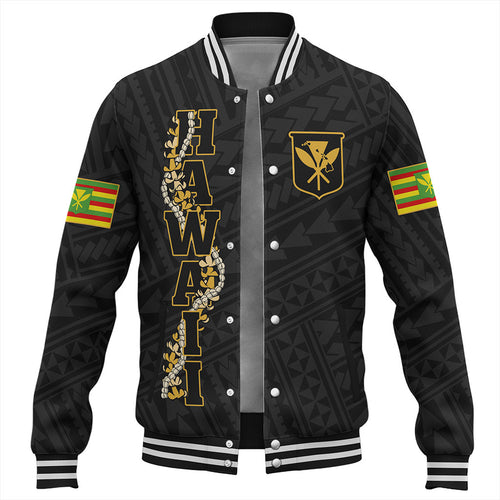 Hawaii Baseball Jacket Kanaka Maoli Floral Puakenikeni Lei