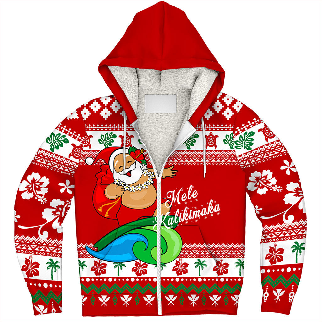 Hawaii Sherpa Hoodie Santa Claus Ho Ho Ho Christmas