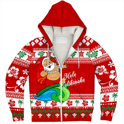Hawaii Sherpa Hoodie Santa Claus Ho Ho Ho Christmas