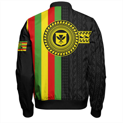 Hawaii Bomber Jacket Kanaka Maoli Flag Polynesian