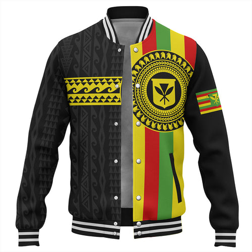 Hawaii Baseball Jacket Kanaka Maoli Flag Polynesian