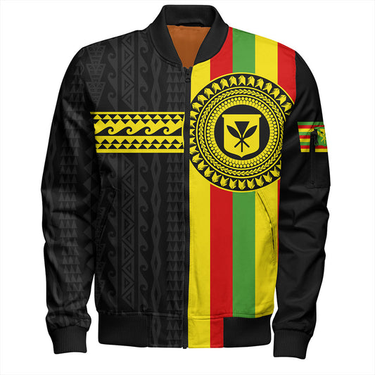 Hawaii Bomber Jacket Kanaka Maoli Flag Polynesian