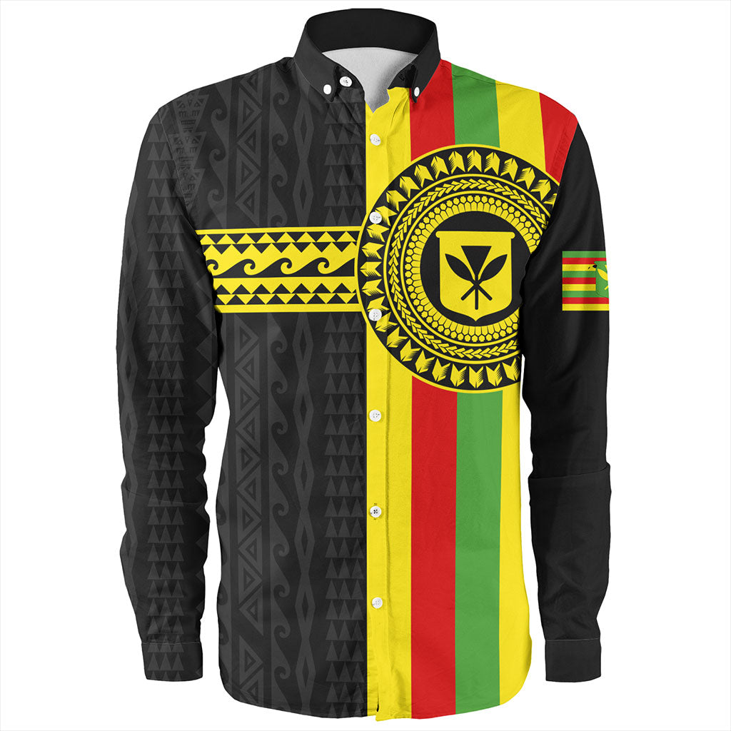 Hawaii Long Sleeve Shirt Kanaka Maoli Flag Polynesian