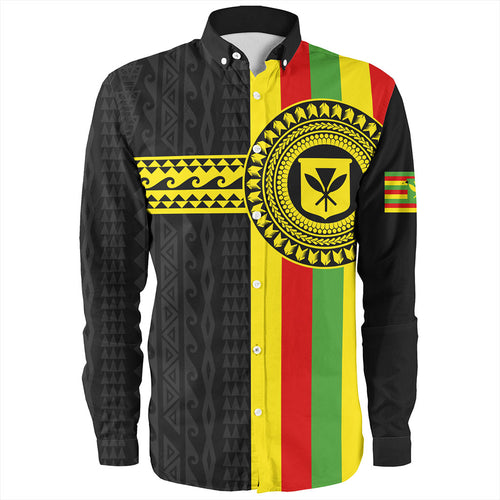 Hawaii Long Sleeve Shirt Kanaka Maoli Flag Polynesian