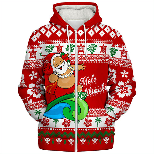 Hawaii Sherpa Hoodie Santa Claus Ho Ho Ho Christmas