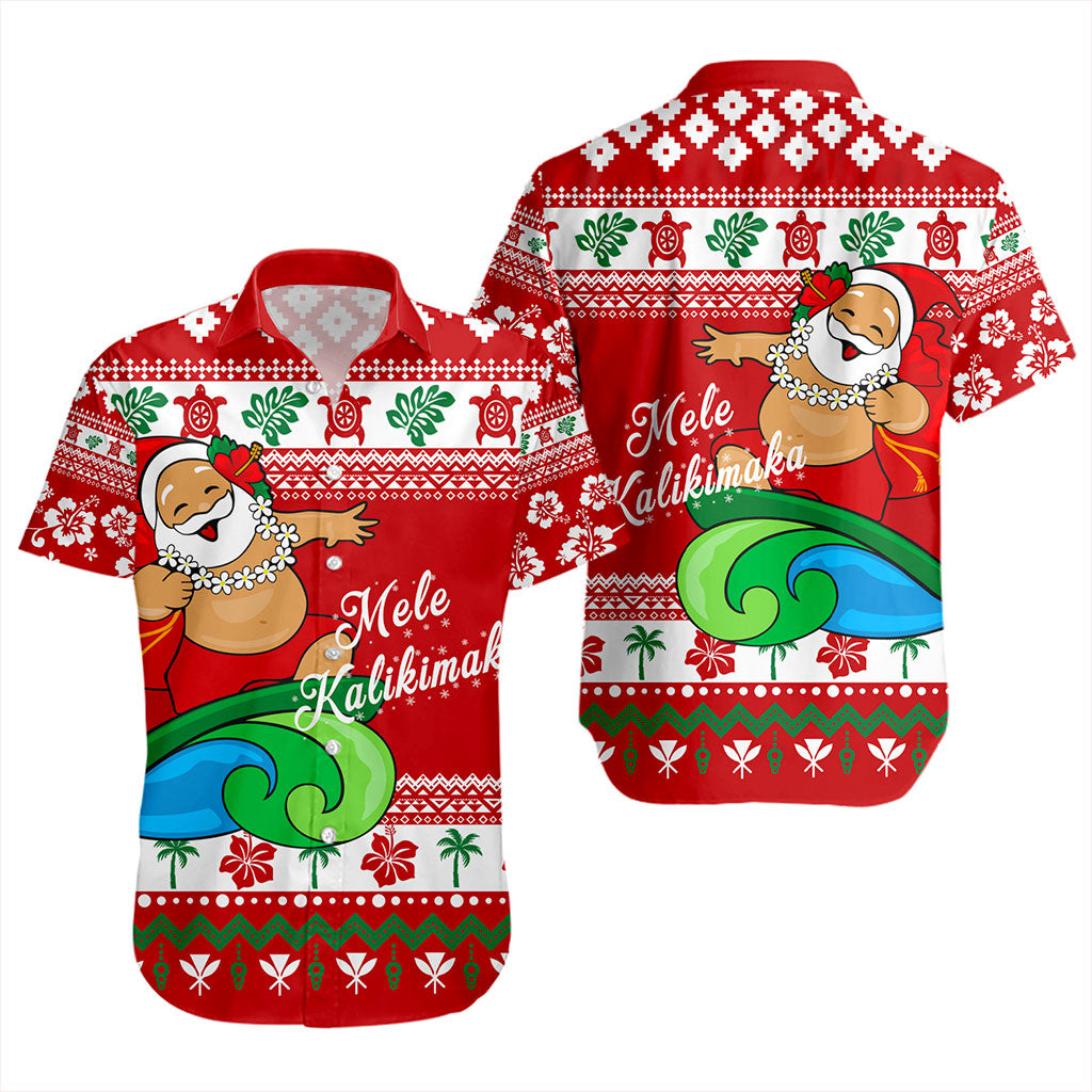 Hawaii Short Sleeve Shirt Santa Claus Ho Ho Ho Christmas