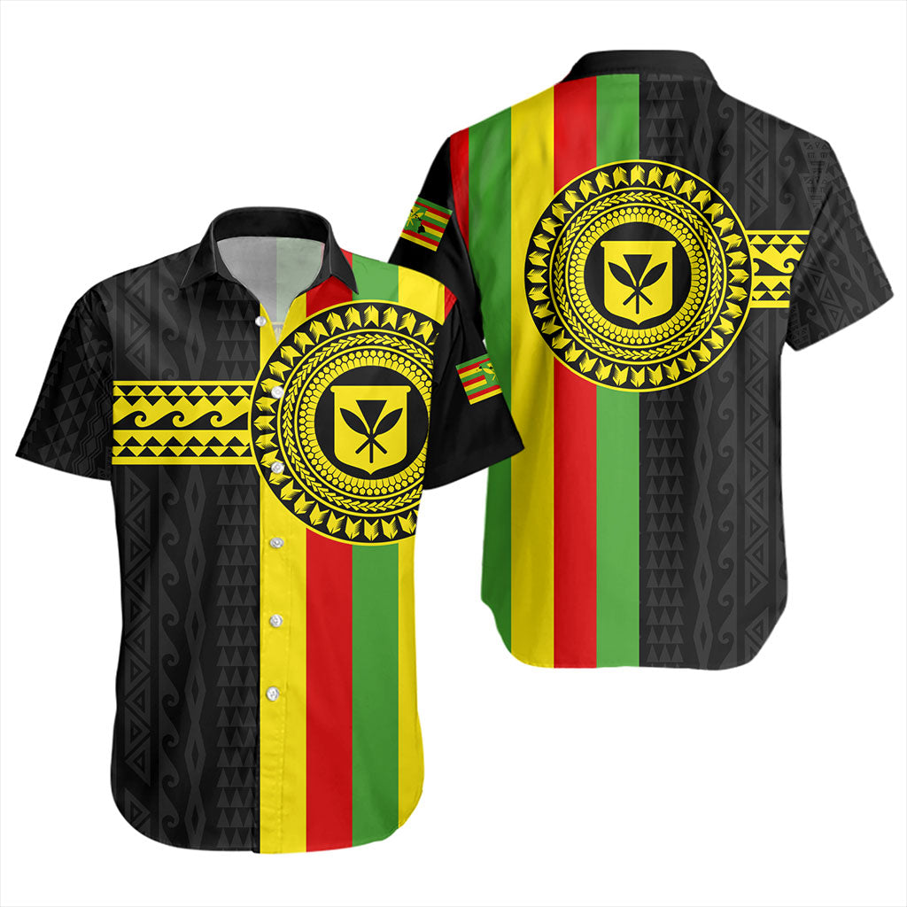 Hawaii Short Sleeve Shirt Kanaka Maoli Flag Polynesian