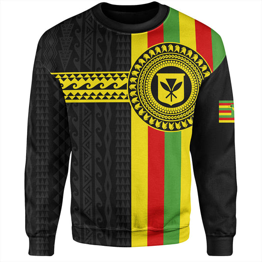 Hawaii Sweatshirt Kanaka Maoli Flag Polynesian