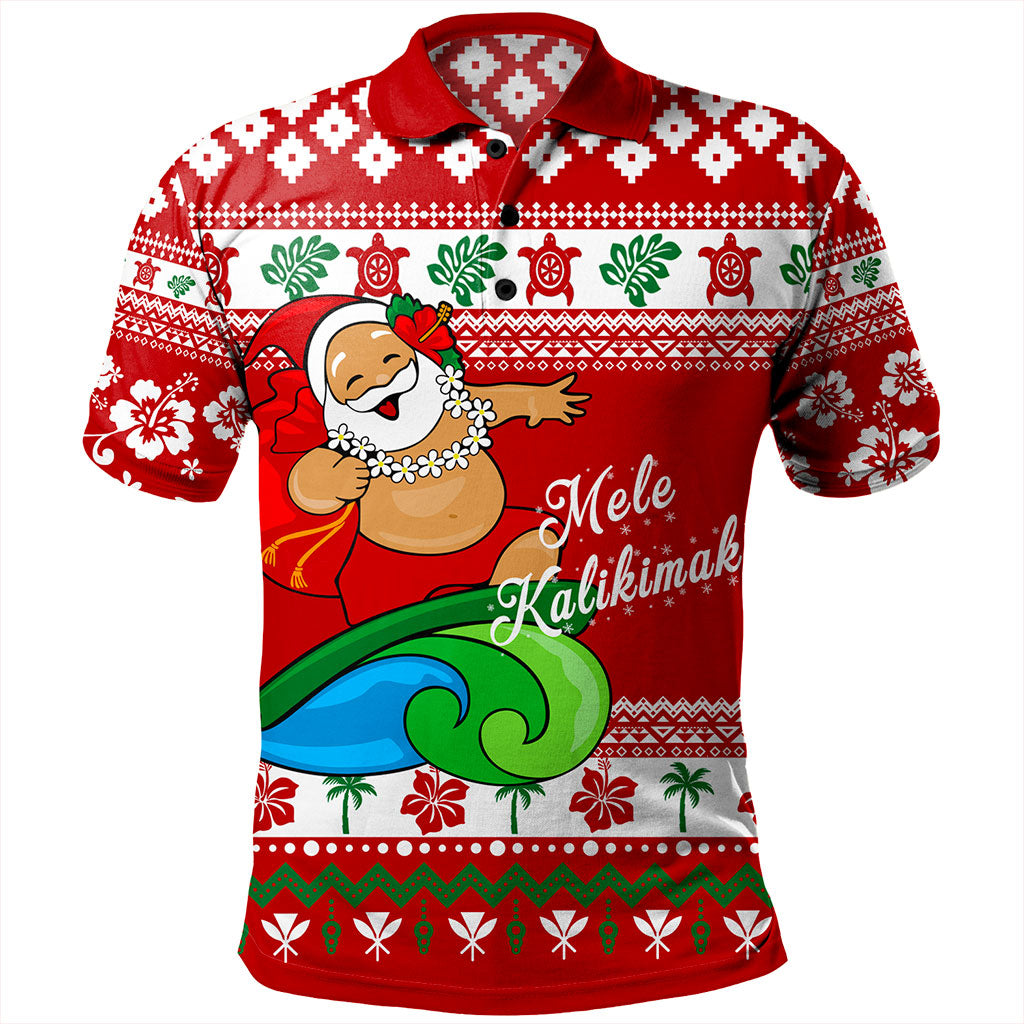 Hawaii Polo Shirt Santa Claus Ho Ho Ho Christmas