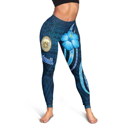 Hawaii Legging -Turtle and Tribal Tattoo Of Polynesian