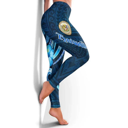 Hawaii Legging -Turtle and Tribal Tattoo Of Polynesian
