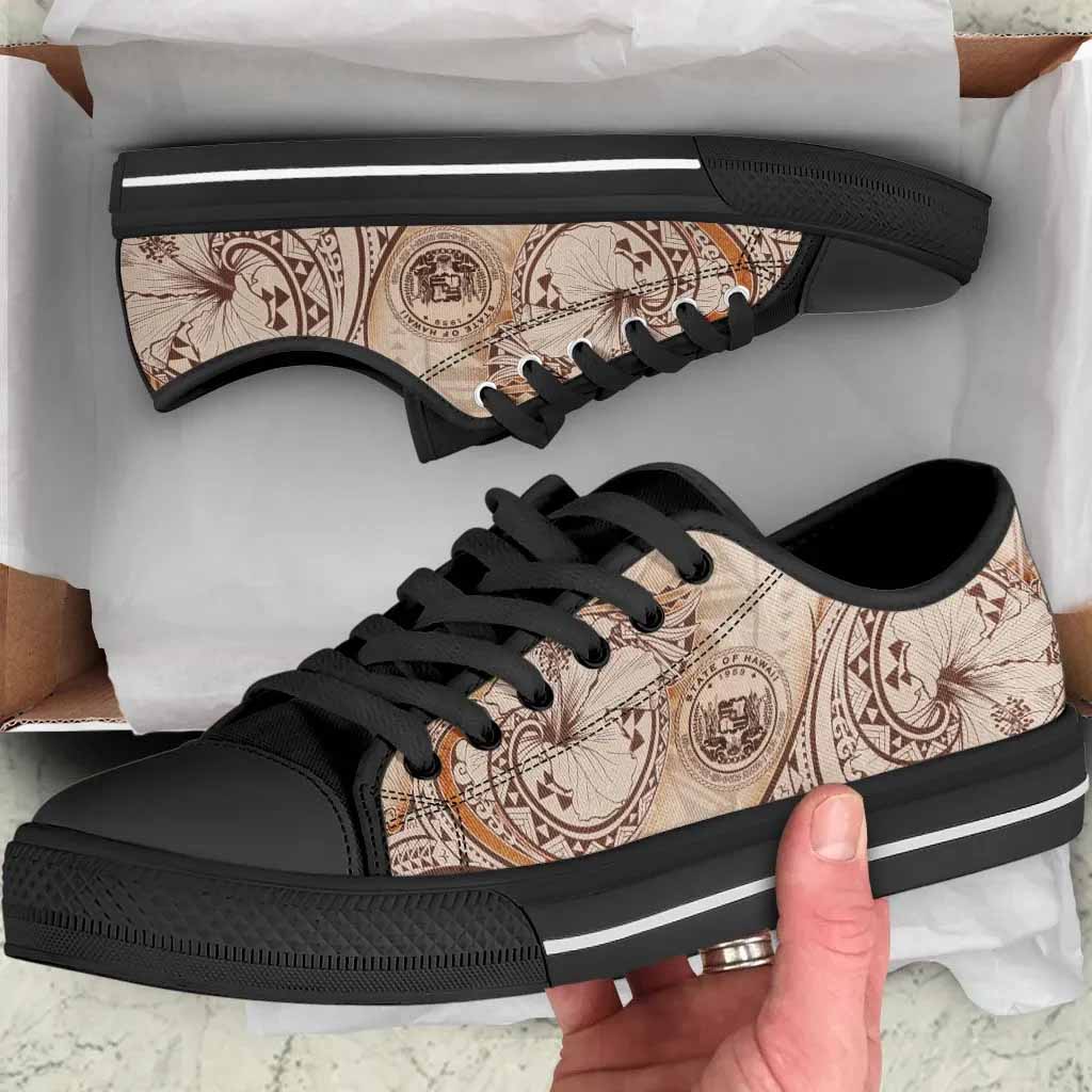 Hawaii Low Top Shoes - Hibiscus Flowers Vintage Style
