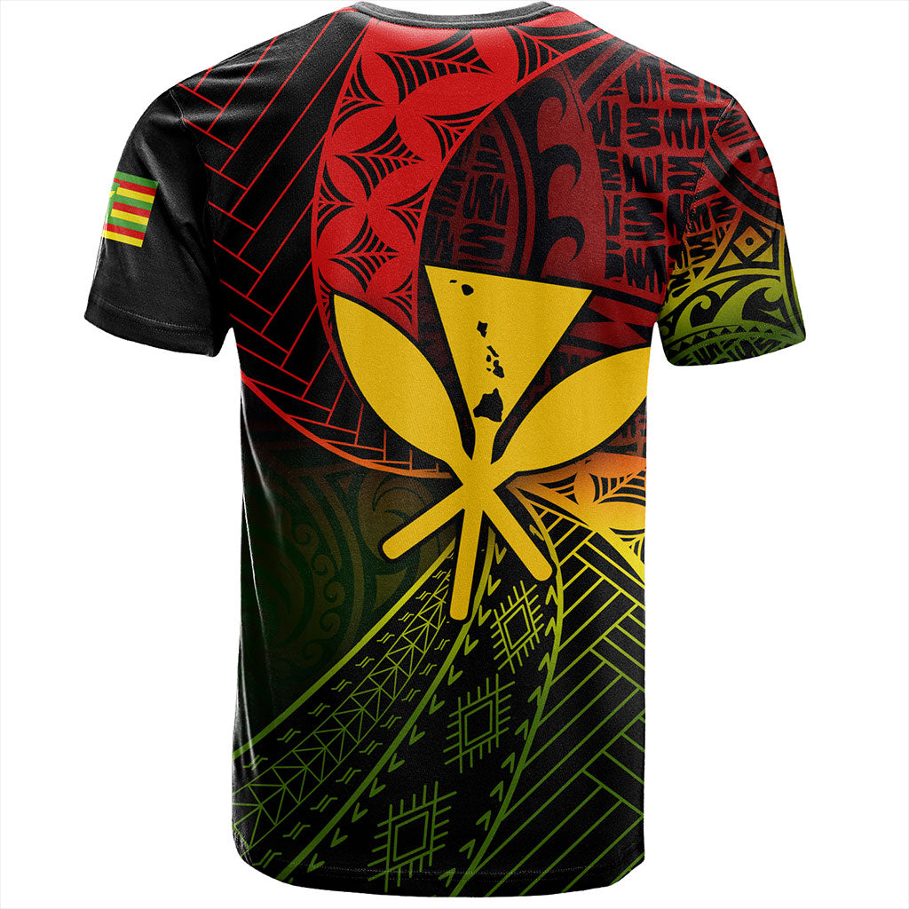 Hawaii T-Shirt The Map Hawaii Inside Kanaka Maoli Style Reggea