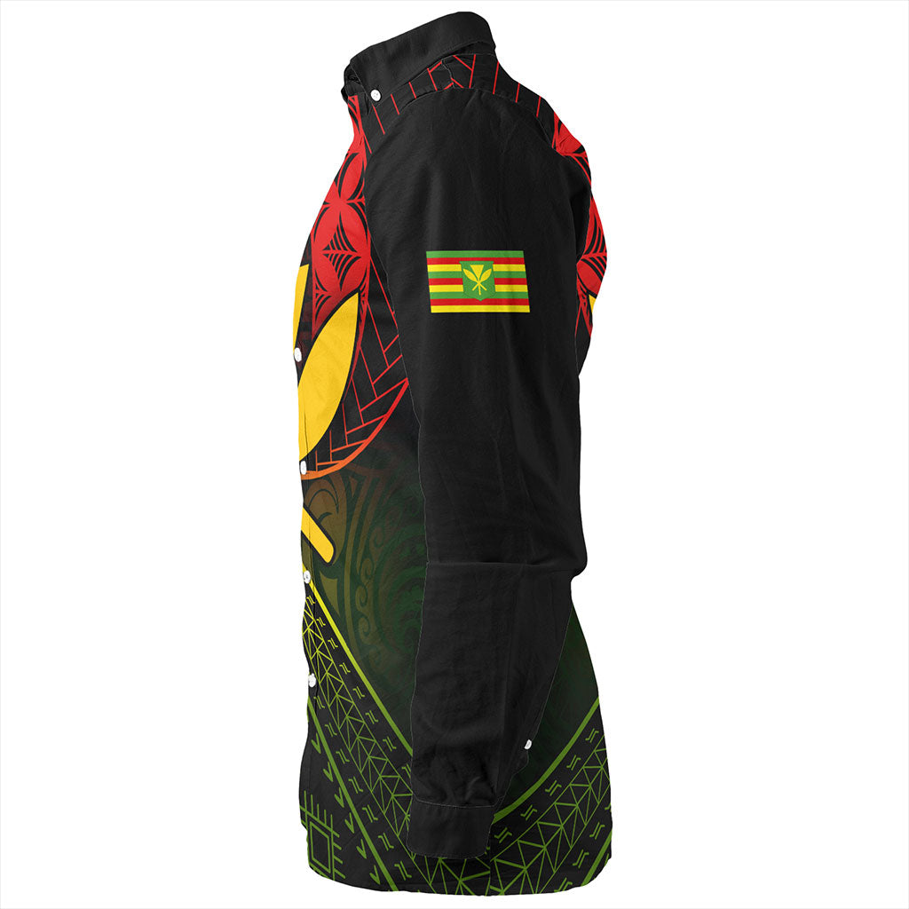 Hawaii Long Sleeve Shirt The Map Hawaii Inside Kanaka Maoli Style Reggea