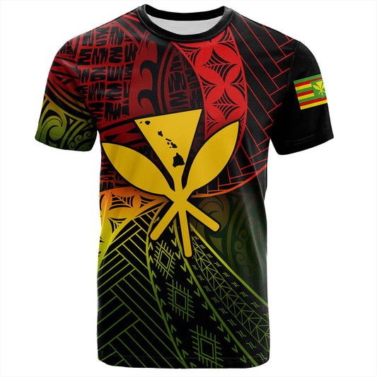 Hawaii T-Shirt The Map Hawaii Inside Kanaka Maoli Style Reggea