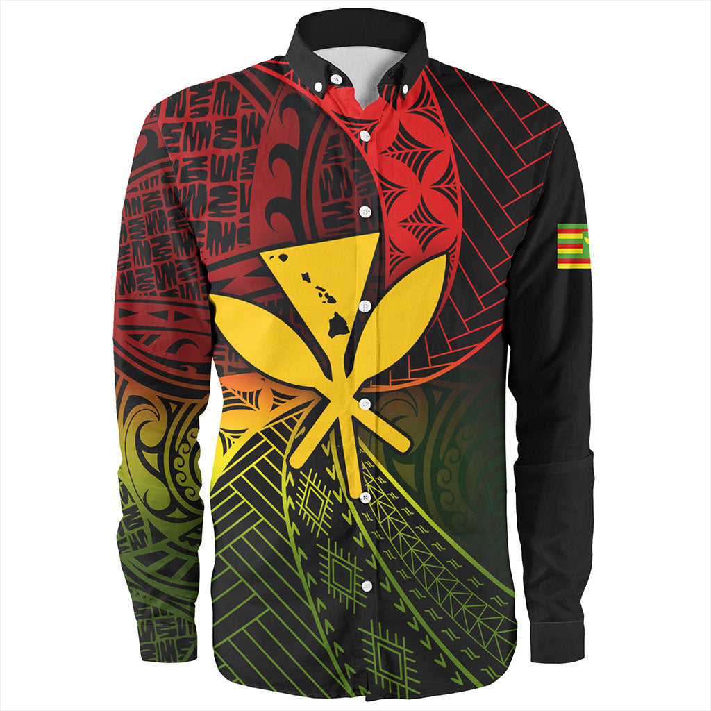 Hawaii Long Sleeve Shirt The Map Hawaii Inside Kanaka Maoli Style Reggea