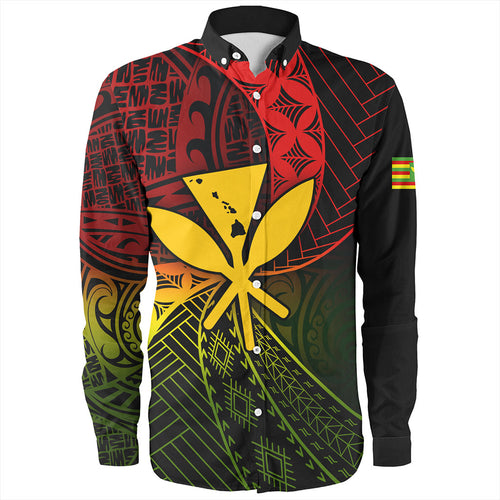 Hawaii Long Sleeve Shirt The Map Hawaii Inside Kanaka Maoli Style Reggea