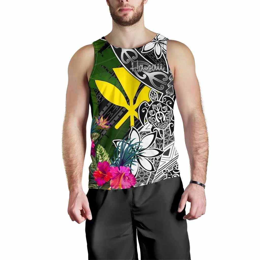 Hawaii Men Tank Top - Turtle Plumeria Banana Leaf