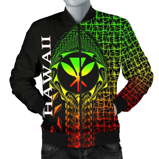 Hawaii Bomber Jacket- Kanaka Maoli Rocket Style (Reggae)