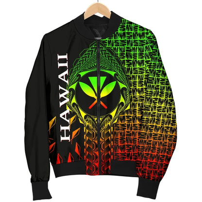 Hawaii Bomber Jacket- Kanaka Maoli Rocket Style (Reggae)
